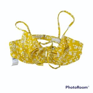 Aerie yellow floral bikini top